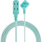 Cordinate 3-Outlet 8ft. Braided Extension Cord with Flat Plug, White/Mint