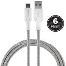 Cordinate 6ft. USB-A to USB-C Braided Charging Cable, Gray/White