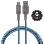 Cordinate 6ft. USB-A to USB-C Braided Charging Cable, Blue/Gray
