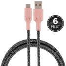 Cordinate 6ft. USB-A to USB-C Braided Charging Cable, Blush/Charcoal