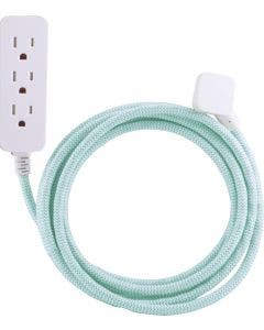 Cordinate 3-Outlet Extension Cord with Surge Protection, 10ft., Mint/White