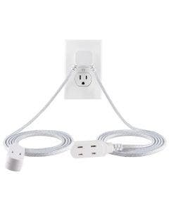 Cordinate 3-Outlet 12ft. Dual Split Extension Cord Braided, Indoor, White 