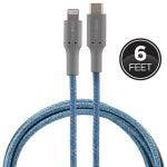 Cordinate 6ft. USB-C Lightning Charging Cable with Braided Cord, Blue/Gray